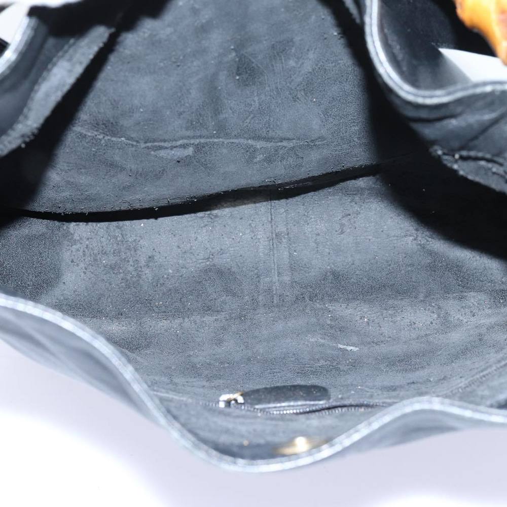 GUCCI Bamboo Shoulder Bag Leather 2way Black Auth 70623 - Picture 11 of 16